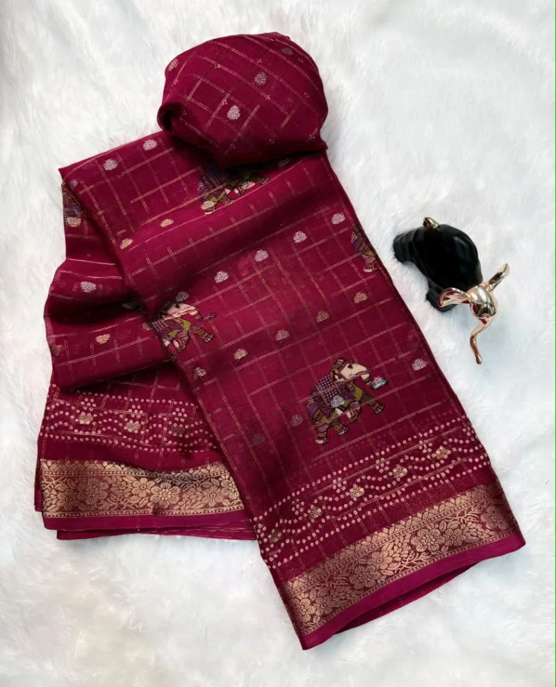 Tew Pure Marsh Chinon Silk Printed Saree